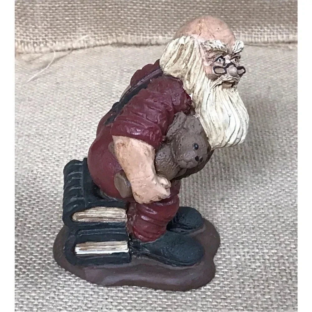 Santa Claus On Books Resin Figurine Rustic Christmas Farmhouse Cottage Core